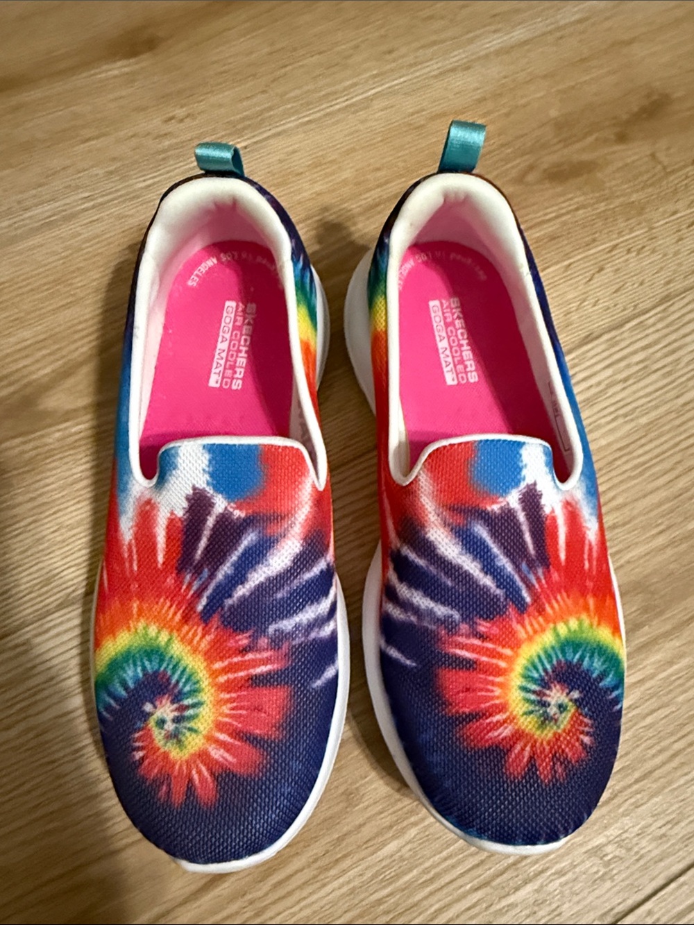Skechers Air Cooled Goga Mat Women’s Slip-On Tie-Dye Rainbow Sneakers